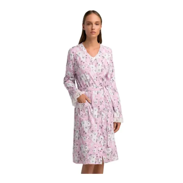 Γιώτα Γυναικεία Ρόμπα Flower Prints, Χρώμα Λιλά