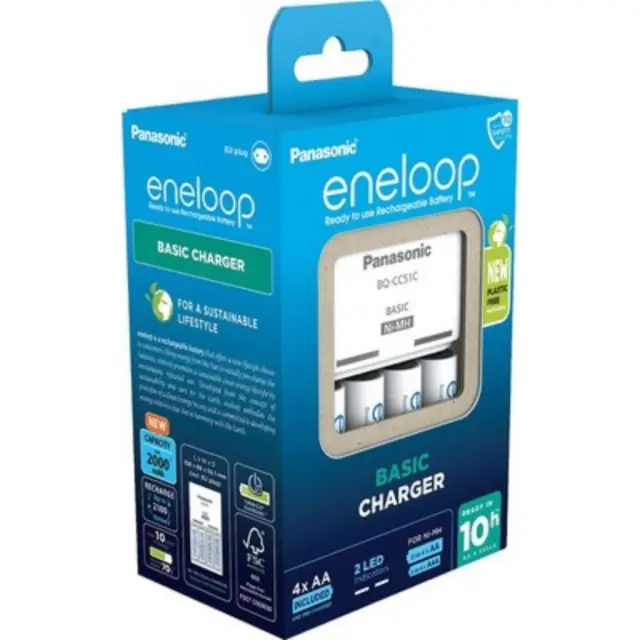 Φορτιστής Μπαταριών Panasonic Eneloop BQ-CC51 για AA/AAA με 4 ΑΑ Μπαταρίες 2000mAh BK-3MCDE