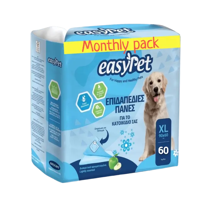 Επιδαπέδιες Πάνες Easypet με αυτοκολλητα και αρωμα για κατοικίδιο Monthly Pack – XL – 60x90cm – 60 τεμαχίων