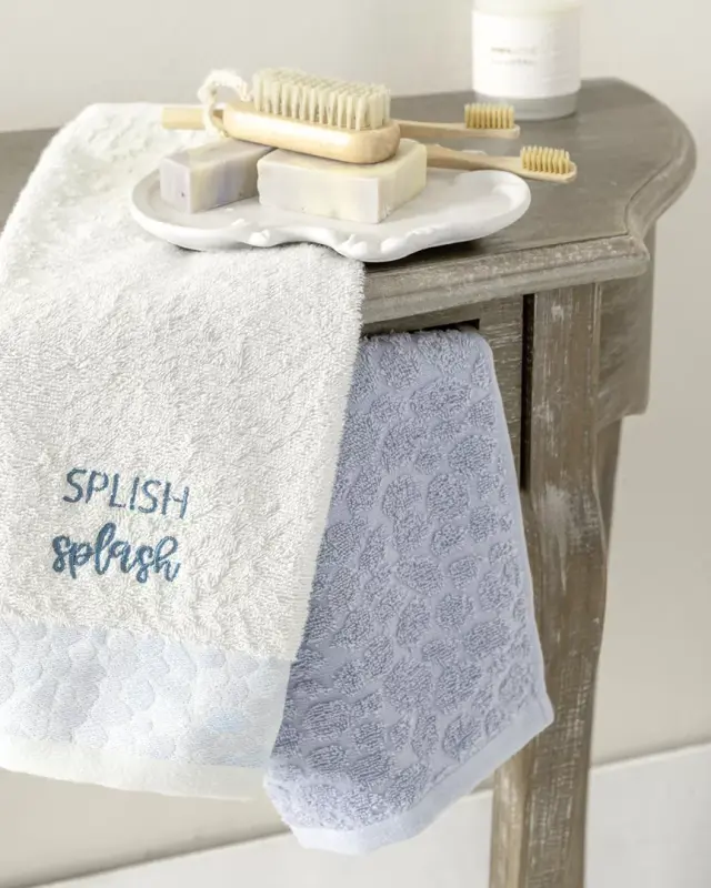 Σετ 2Τ Πετσέτες Χεριών 30x50 400gsm Nima Splish Splash Gray Ivory 100% βαμβακερό