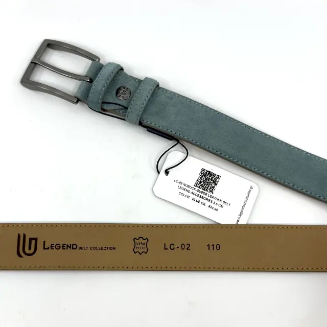 Μπλε Δερμάτινη Ζώνη Nubuck Suede Blue Oil 3,5 cm 3