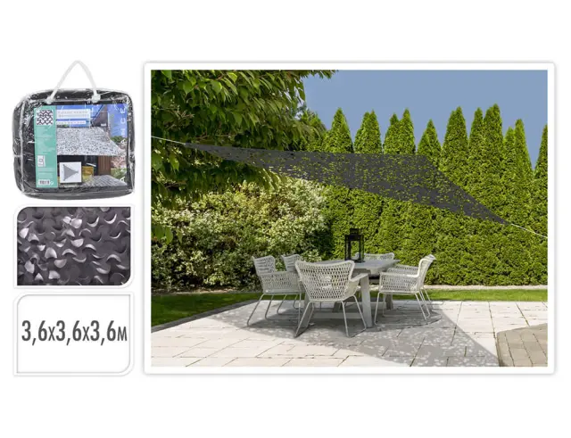 Πανί σκίασης τριγωνικό Camouflage X61500240 - 3.6x3.6x3.6m - Grey X61500240