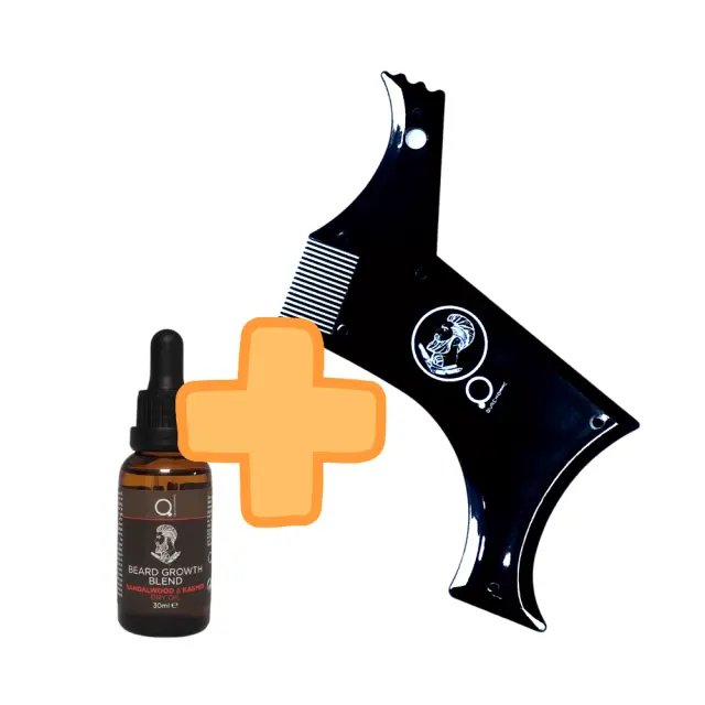 Σετ Ξηρό Έλαιο για την γενειάδα Sandalwood Kasmir 30ml από την Qure και Barber Χτένα Σχηματισμού Γενειάδας Mr.Q