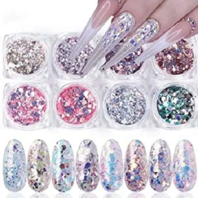 Διακοσμητικά pixel - glitter - HoloNails- Κασετίνα 12τμχ