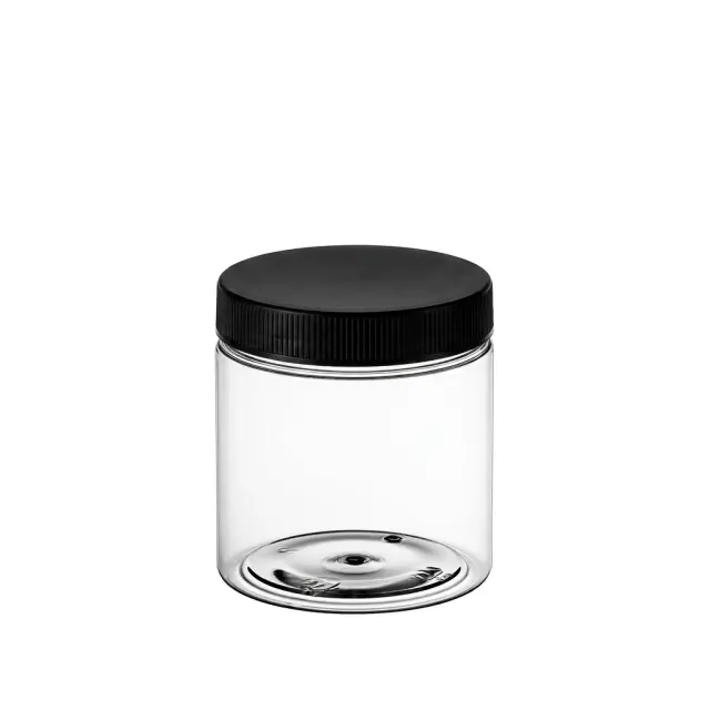 Βάζο πλαστικό PET διαφανές με μαύρο καπάκι, 500ml