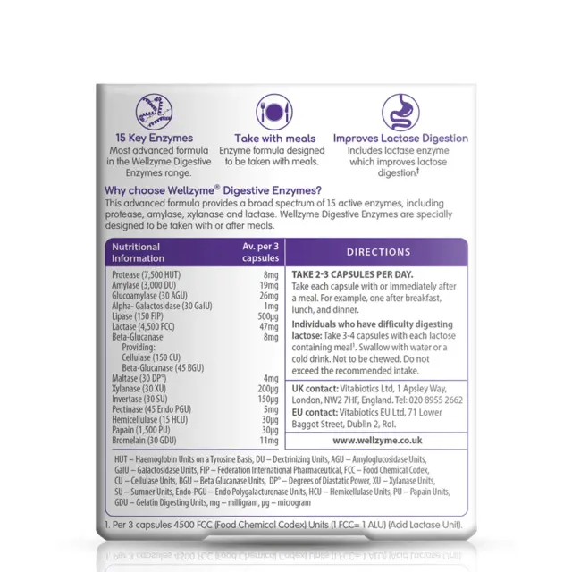 Vitabiotics Wellzyme Digestive Enzymes Advanced Formula 2