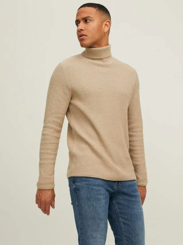 JPRBLUCARLOS KNIT ROLL NECK Oatmeal 2