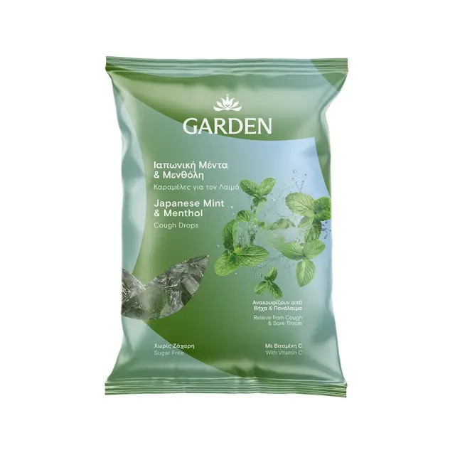 GARDEN Καραμέλες Λαιμού Ιαπωνική Μέντα & Μενθόλη με Βιταμίνη C 60gr