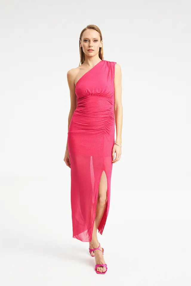 One-Shoulder Φόρεμα με Draping & Σκίσιμο WHITTNEY DRESS - XS