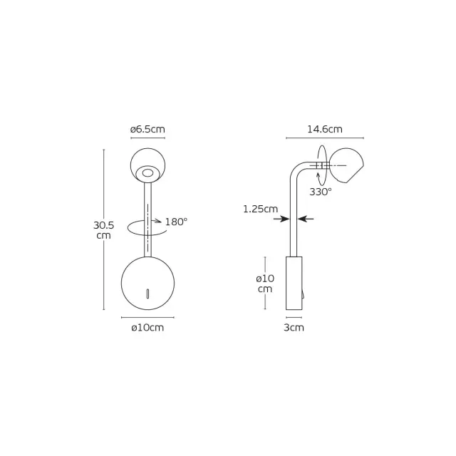 Aira 04574/WA/B/W Απλίκα τοίχου led μαύρη Μαύρο 2