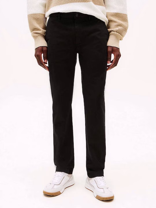 Tommy Hilfiger Μαύρο Ανδρικό Παντελόνι Denton Chinos Ελαστικό Ίσια Γραμμή Μαύρο