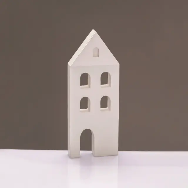 AcaLight Offer ΧΡΙΣΤΟΥΓΕΝΝΙΑΤΙΚΟ ΔΙΑΚΟΣΜΗΤΙΚΟ ΞΥΛΙΝΟ ΣΠΙΤΙ ΑΣΠΡΟ ΜΟΤΙΦ 70*20*180mm