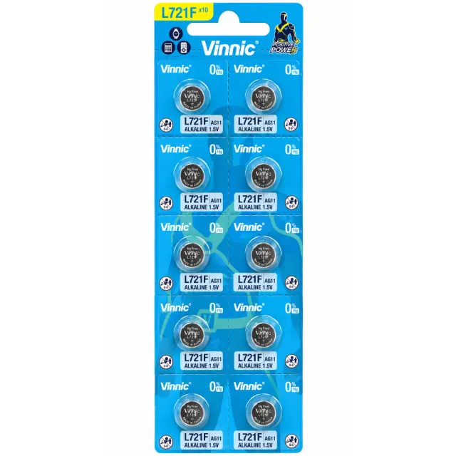 Buttoncell Vinnic G11 / AG11 / L721 / LR58 / 361 / SR721 / SR58 / LR721 Τεμ. 10 με Διάτρητη Συσκευασία