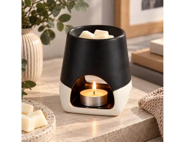 Αρωματιστής Homea για αιθέρια έλαια και wax melts με διαστάσεις 10x10x10.5cm - Two Tone Black 6SEN050NR