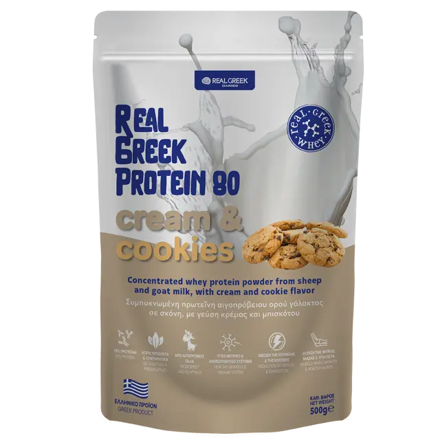 Αιγοπρόβεια Πρωτεΐνη Whey με γεύση Cookies & Cream 500g