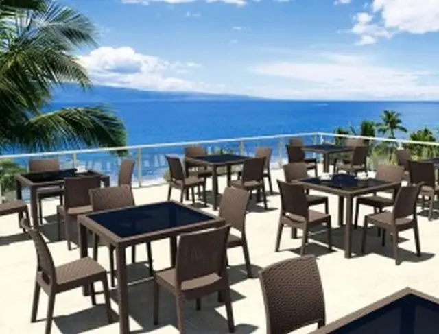 Τραπέζι BALI Καφέ PP/Τζάμι 94x94x75cm 3