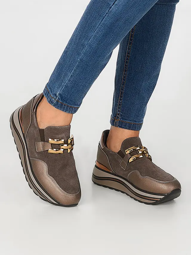 Donna Serena Sneakers Γυναικείο Δέρμα/Άλλα Υλικά Μπεζ DSE/5518 BRONZE 2