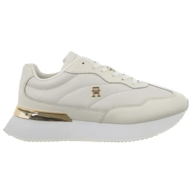 Γυναικεία Δερμάτινα Sneakers Tommy Hilfiger FW0FW09033-0LE Λευκά Άσπρο - 36