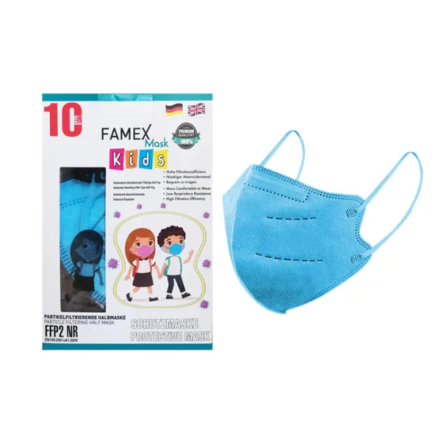 Μάσκα για παιδιά FFP2 Famex KIDS PFE≥95% 10τμχ - γαλάζιο