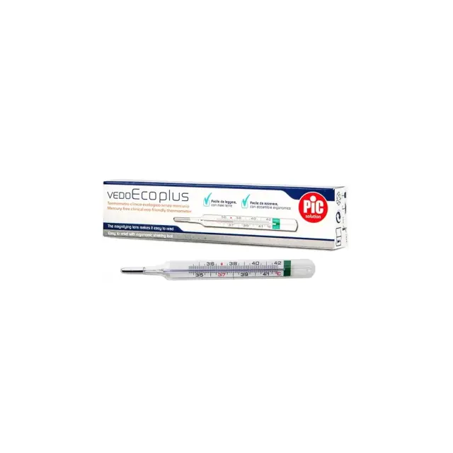 PiC Solution VedoEco Plus Γυάλινο Θερμόμετρο χωρίς Υδράργυρο με Γάλλιο, Ασημί