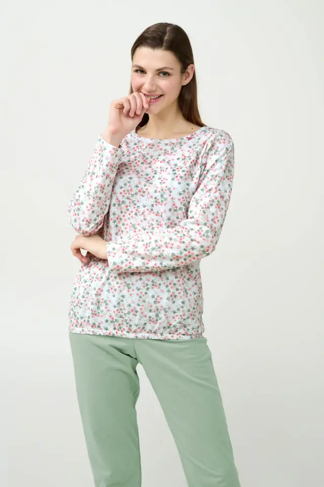 Χειμερινή Γυναικεία Πυτζάμα Φούτερ Vamp 23252 GREEN FROSTY 2