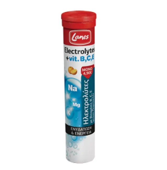 Lanes Electrolytes Hydration Ηλεκτρολύτες με Βιταμίνες B, C, E για Ενυδάτωση & Ενέργεια, Γεύση Πορτοκάλι, 20 Αναβράζουσες Ταμπλέτες