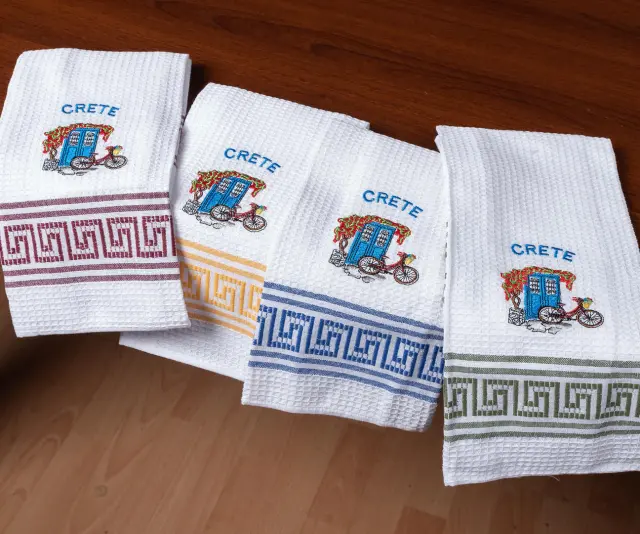 Σετ 12 τεμαχίων ποτηρόπανα (45cm x 65cm) ποδήλατο CRETE - -