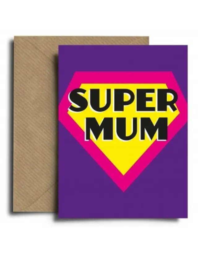 Ευχετήρια Κάρτα Super Mum ΠΟΛΥΧΡΩΜΟ - One Size