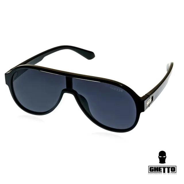 Ghetto Vintage Aviator Sunglasses Black Frame Unisex Gray