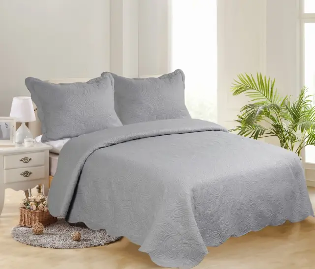 ΜΟΝΟ ΚΟΥΒΕΡΛΙ SOLID (160cm x 220cm + 1 x 50cm x 70cm ) LIGHT GREY/ DARK GREY - -