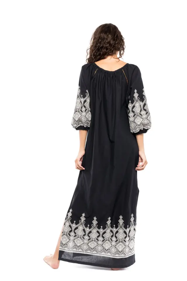 B278 - White - BEACHWEAR EMBROIDERY BLACK 3