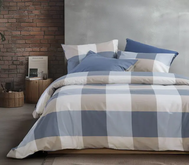 Nef-Nef Homeware Σεντόνι Casual Check Σετ King Size Με Λάστιχο 270x270 Denim