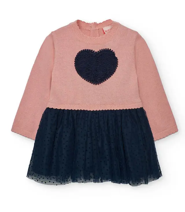 Boboli Chic Φόρεμα πλεκτό με τούλινη φούστα MON PETIT BAMBI