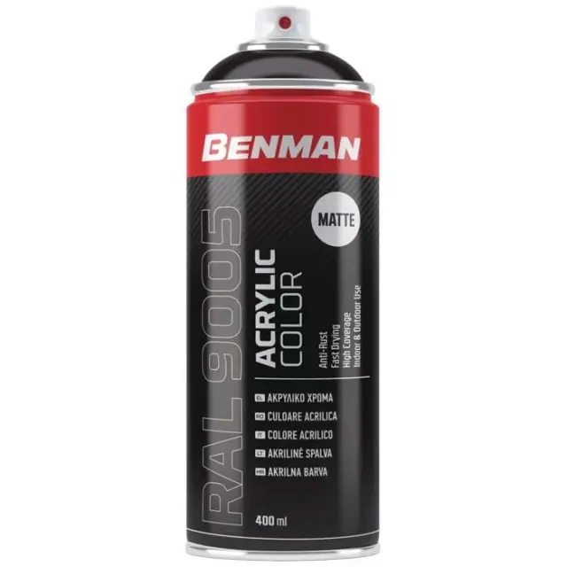 SPRAY ΜΑΥΡΟ ΜΑΤ RAL9005 BENMAN 400ML 28528