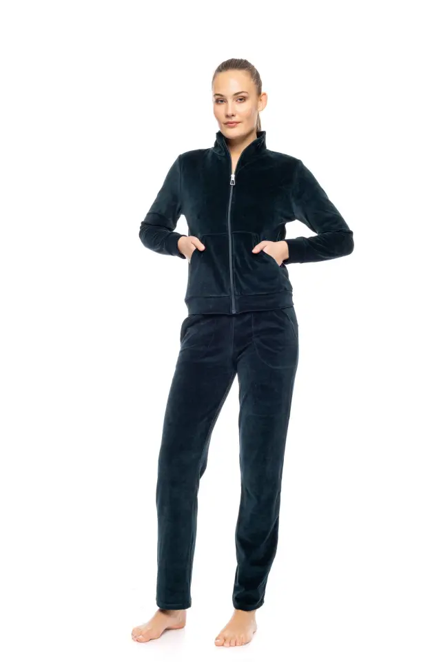 WN-1001 - Dark Green - TRACKSUIT VELVET NOS HIGH NECK - XXL