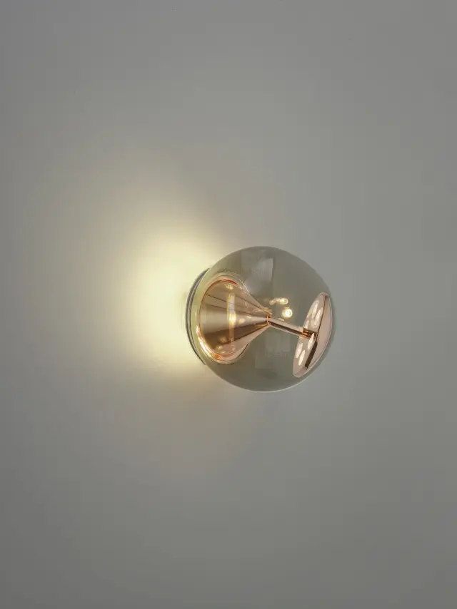 PINO Φωτιστικό Τοίχου & Οροφής LED Rose Gold με Γκρι Γυαλί IP20 Ροζ χρυσό 2