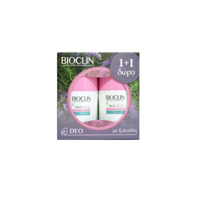 Bioclin Deo Allergy Roll-On Αποσμητικό Για Ευαίσθητες Επιδερμίδες Με Τάση Αλλεργίας, 2x50ml