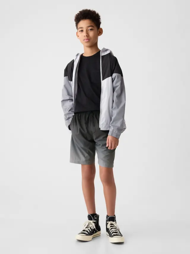 Γκρι GapFit Παιδικό Quick-Dry Σορτς grey ombre plaid - S