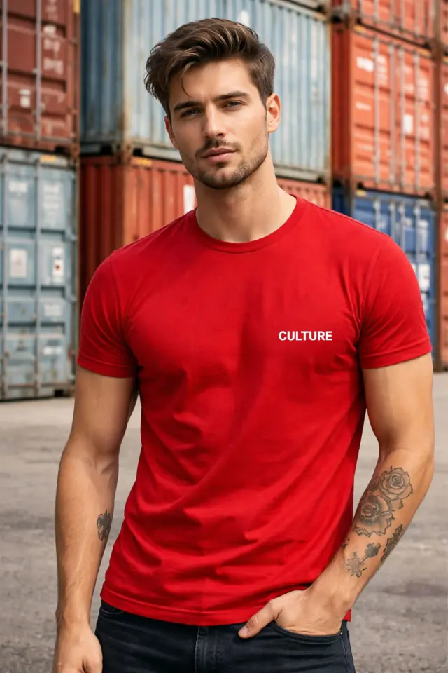 T-shirt Noshame® Κόκκινο με τύπωμα Culture Leaves - 122531 - XXL 2