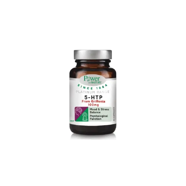 Power of Nature Platinum Range 5-HTP Griffonia 100mg, Αμινοξύ για την Αύξηση των Επιπέδων της Σεροτονίνης 60 Φυτικές Κάψουλες
