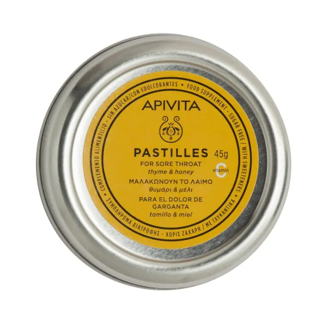 Apivita Pastilles For Sore Throat With Thyme & Honey 45g 2