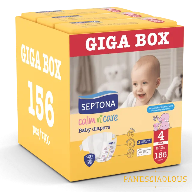 Septona παιδικες πανες giga pack maxi 8-13kg No4 (3x52 τμχ) 156 πανες