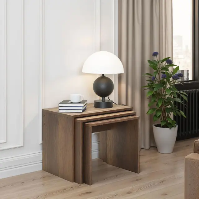 Σετ τραπεζάκια Ζιγκόν SHP-103-OO Καρυδί Oslo 55x47x40cm 2