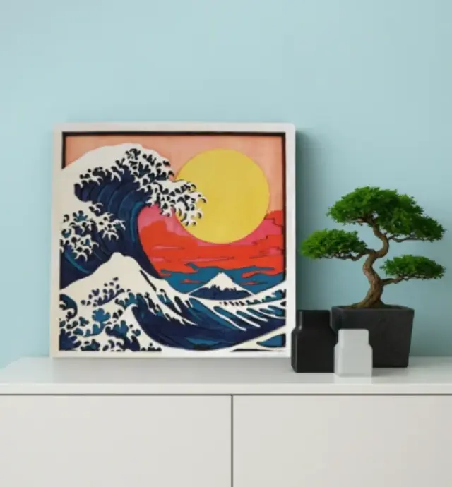Splat Planet 3D Ξύλινη Κατασκευή Ζωγραφικής / Wooden Art Craft Kit: Great Wave 2