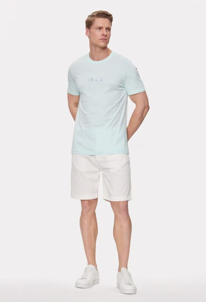 Guess Ανδρικό T-shirt Κοντομάνικο Tιρκουάζ Γαλάζιο 2