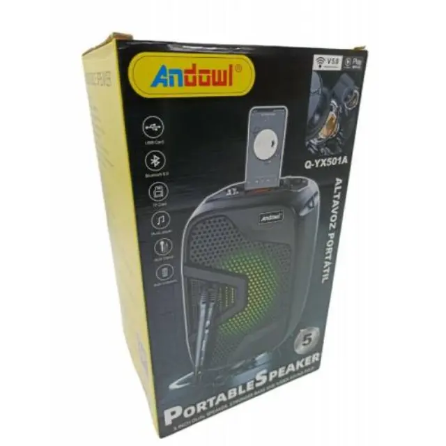 Andowl Σύστημα Karaoke με Ενσύρματα Μικρόφωνα Q-YX501A σε Μαύρο Χρώμα 2