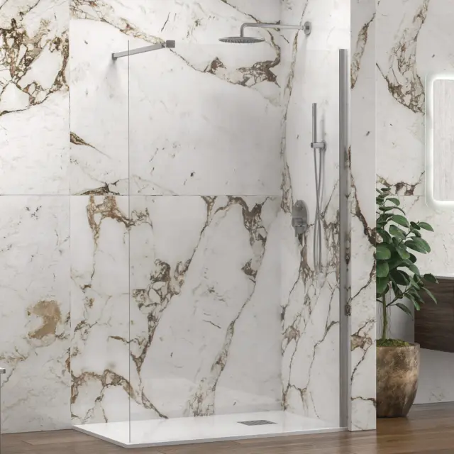 Σταθερή Walk-In Καμπίνα με Διάφανο Κρύσταλλο Nano 8mm Cromo KARAG 140x200cm (Σταθερή Αντηρίδα)