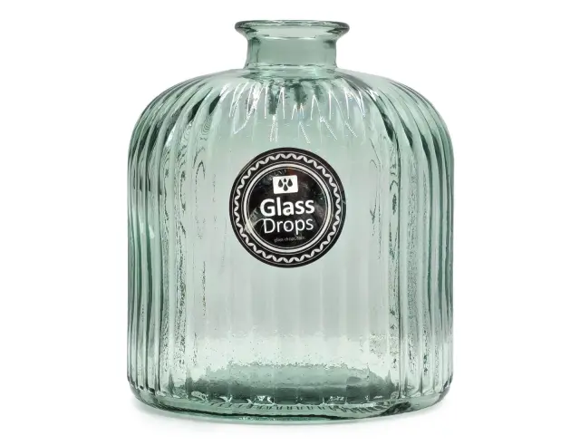 Διακοσμητικό Βάζο Glass Drops Daroca Stripe (4863DB600) Από ανακυκλωμένο γυαλί, Χωρητικότητας 1.95L, Διαστάσεων Ø 16 x Υ 18cm, Natural Green 4863DB600 3