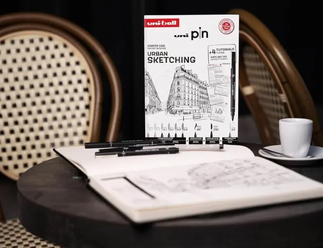 Μαρκαδόροι Σχεδίου Uni PIN Urban Sketching με πάχος μυτών 0.1/0.3/0.5/BR/CS3/0.5 HB - 9 τεμάχιαUNI PIN 8P SET NO3 2