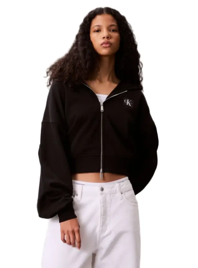 Calvin Klein γυναικεία φούτερ crop ζακέτα με κουκούλα LV047C216G-1